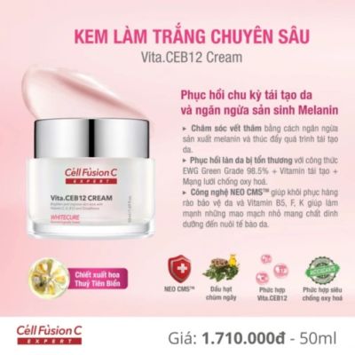 Kem dưỡng trắng & đều màu da 50ml - Cell Fusion C Expert WhiteCure Vita.CEB12 CreamKem dưỡng trắng & đều màu da 50ml - Cell Fusion C Expert WhiteCure Vita.CEB12 Cream