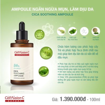 Ampoule ngăn ngừa mụn, làm dịu da 100ml - Cell Fusion C Expert Cica Soothing Ampoule